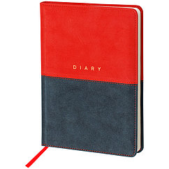 Ежедневник недатированный A5, 136л., кожзам, OfficeSpace "Duo", красно-синий