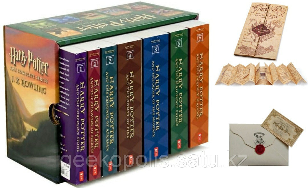 Harry Potter Box Set, Комплект книг Гарри Поттер на английском языке+Письмо из Хогвартса+Карта Мародёров+Билет