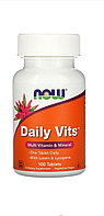 Витамины и минералы. (Daily Vits) 100 таблеток. Now foods Для подростков с 10 лет и взрослых.