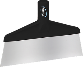 Скребок с рабочей пластиной из нержавейки для столов и полов, 260 мм, черный цвет