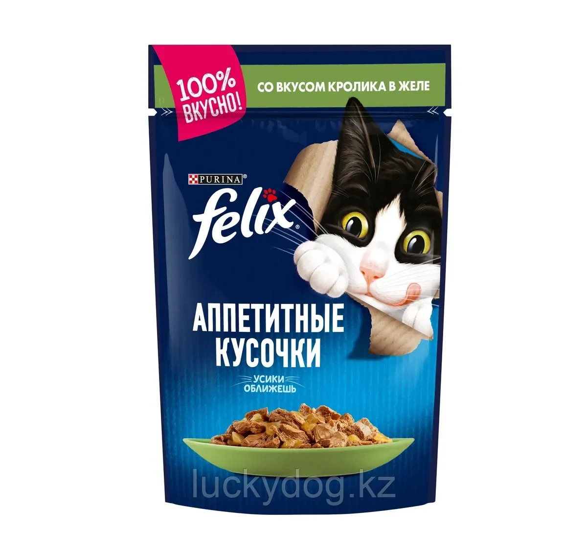 Felix, Кролик в желе Феликс Влажный корм кусочки (пауч) для кошек, 85г