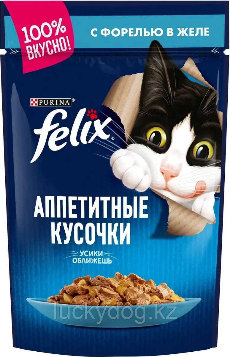 Felix, с Форелью Феликс Влажный корм кусочки (Пауч) для кошек, 85г