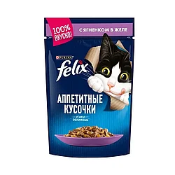 Felix, с Ягненком Феликс Влажный корм кусочки для кошек, 85г