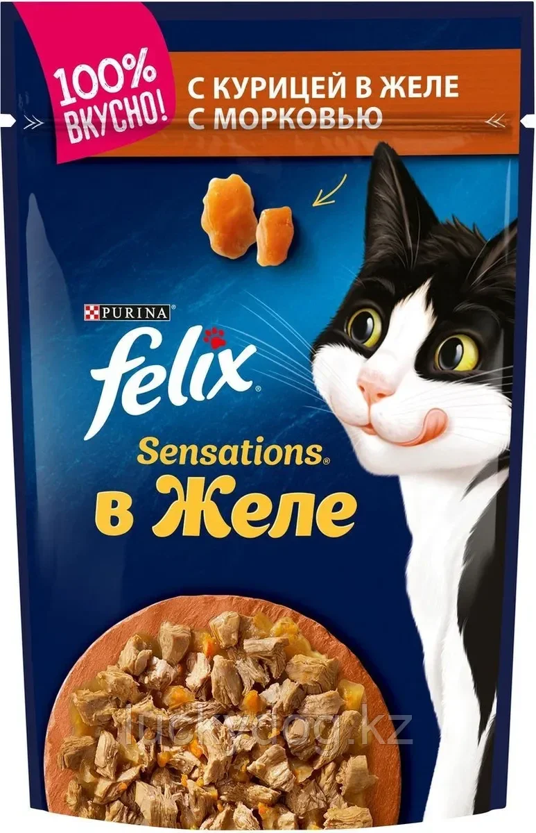 Felix Sensations с Курицей в желе с морковью Влажный корм 85 г