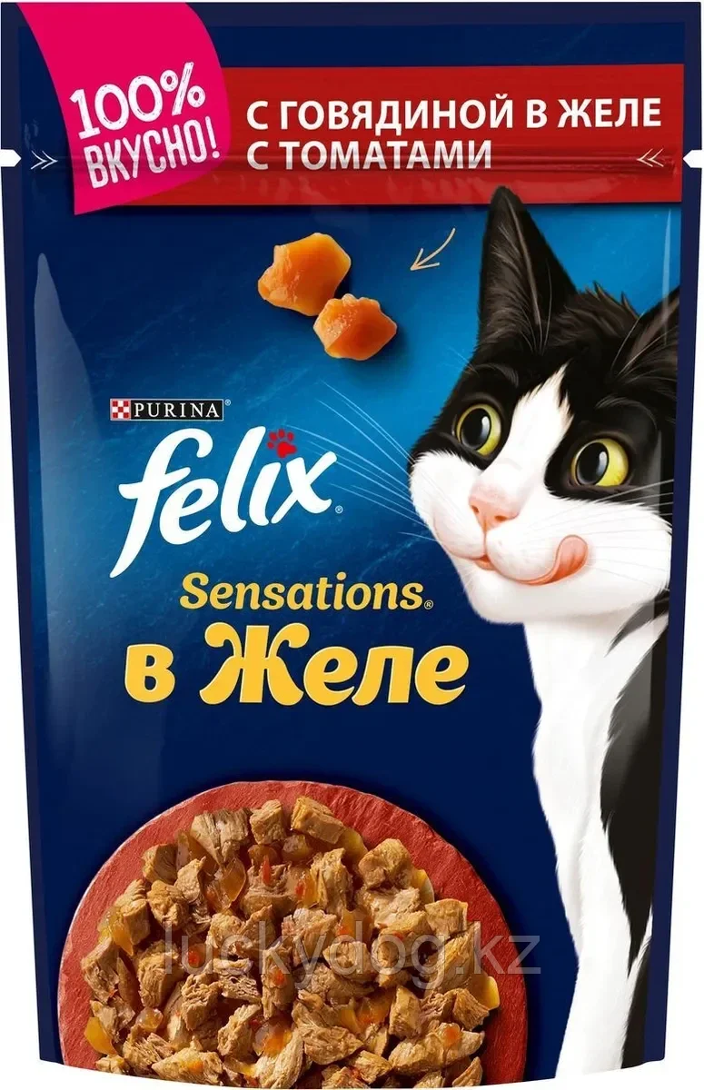 Felix Sensations с Говядиной и томатами в желе Влажный корм для кошек 85 г - фото 1 - id-p40408025