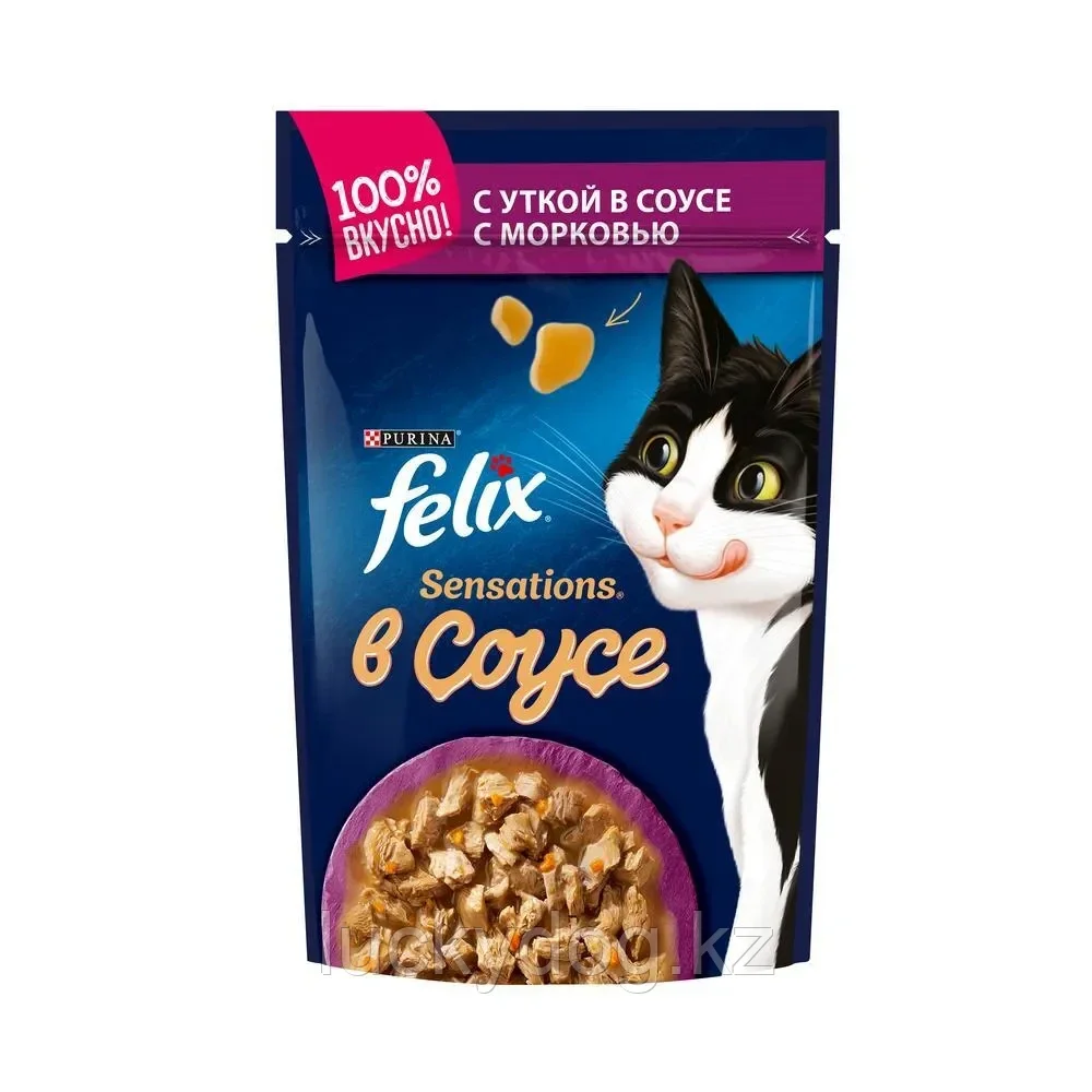 Felix Sensations Утка с морковью в соусе Влажный корм для кошек, пауч, 85 г - фото 1 - id-p50596120