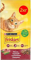 Friskies Фрискис сухой корм для кошек мясо, печень, овощи, 2 кг