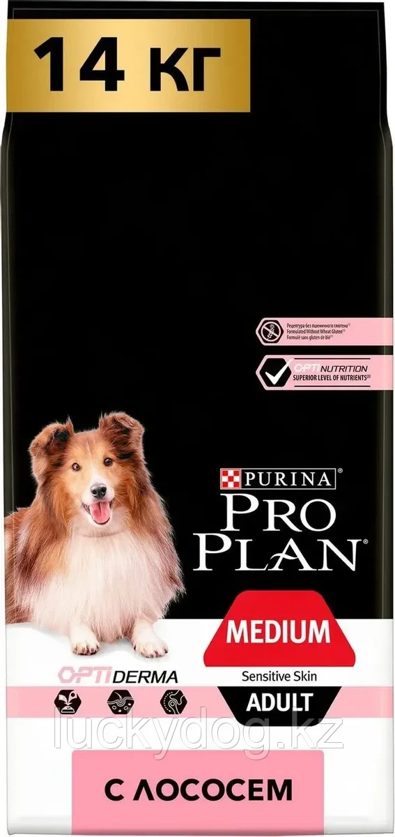 Pro Plan 14кг с Лососем для средних пород сухой корм для взрослых собак Adult Medium Sensitive Skin