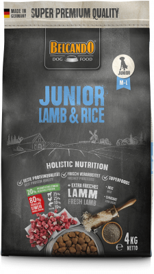 Belcando 4кг Junior Lamb & Rice гипоаллергенный сухой корм для щенков средних и крупных пород с 4 месяцев