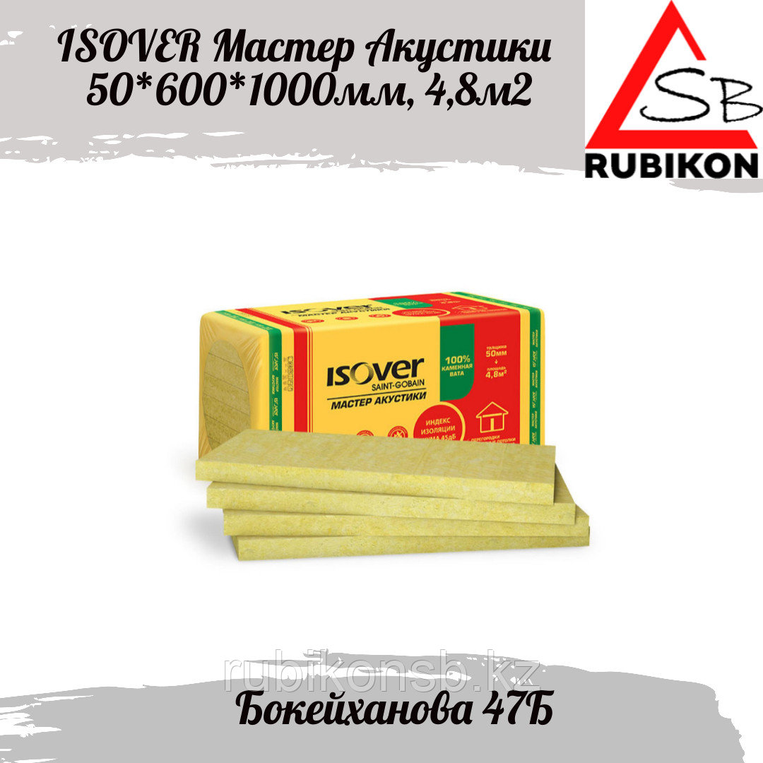 Минплита ISOVER Мастер Акустик 1000х600х50мм, 4,8м2 - фото 1 - id-p48591512