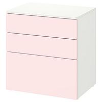 Комод с 3 ящиками ОПХУС белый/бледно-розовый 60x42x63 см ИКЕА IKEA, фото 1