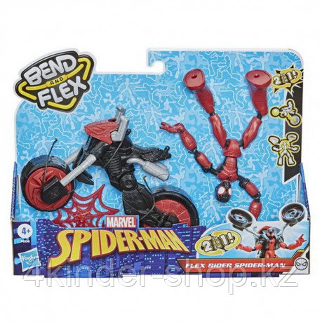 Игровой набор Hasbro SPIDER-MAN Бенди на мотоцикле, цвет красный, черный - фото 2 - id-p98814399