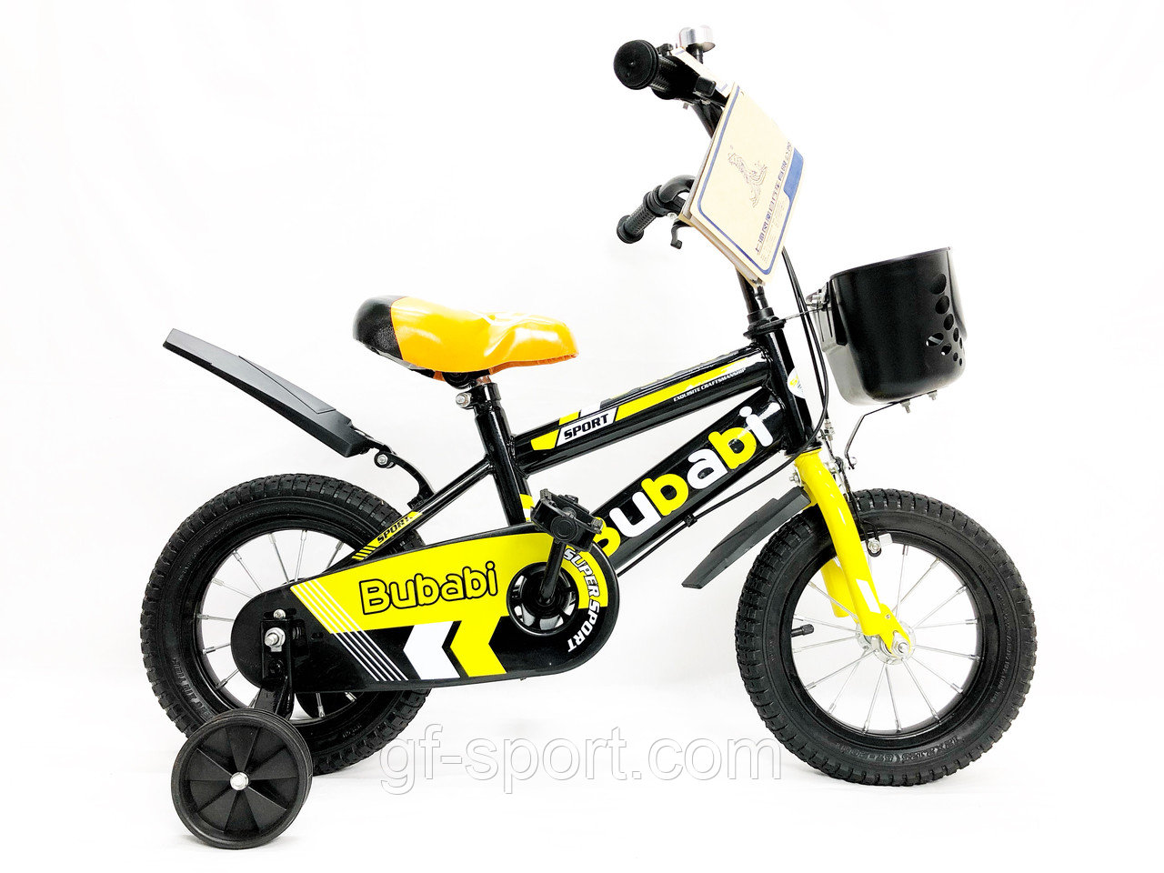 Велосипед Bubabi желтый оригинал детский с холостым ходом 12 размер (500-12)