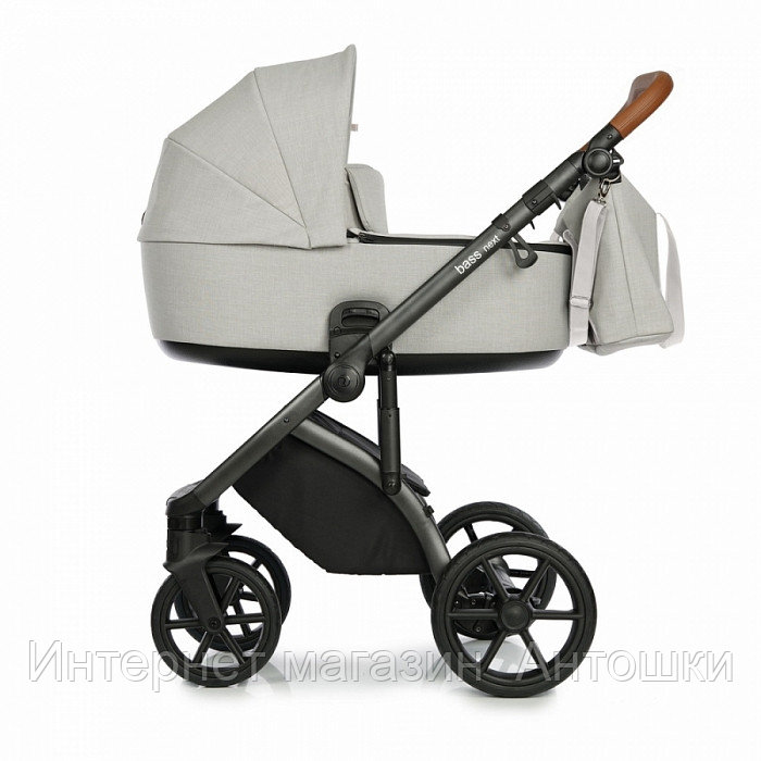 ROAN Коляска 2 в1 BASS NEXT короб + прогулка Ivory/Black/ руч.Коричневый (2 места)