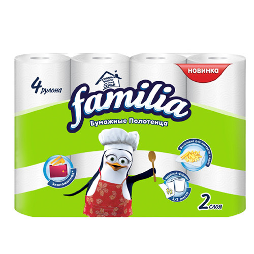 Бумажные полотенца FAMILIA CLASSIC 2слоя 4 рулона
