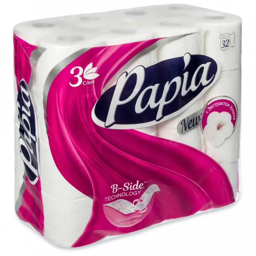 Туалетная бумага PAPIA WHITE 32 рулона