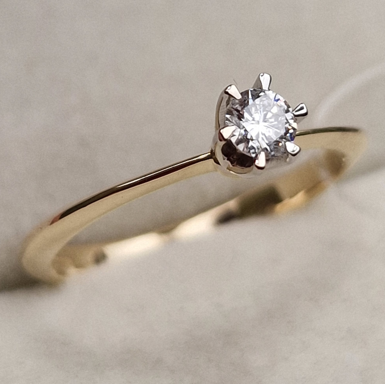 Золотое кольцо с бриллиантами 0.15Сt SI2/E, VG - Cut - фото 4 - id-p98703370