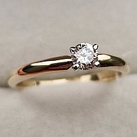 Золотое кольцо с бриллиантами 0.23Сt SI2/J, VG - Cut, фото 1