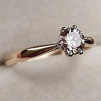 Золотое кольцо с бриллиантами 0.54Сt SI2/I, VG - Cut, фото 1