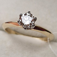 Золотое кольцо с бриллиантами 0.62Сt SI1/J, VG - Cut, фото 1
