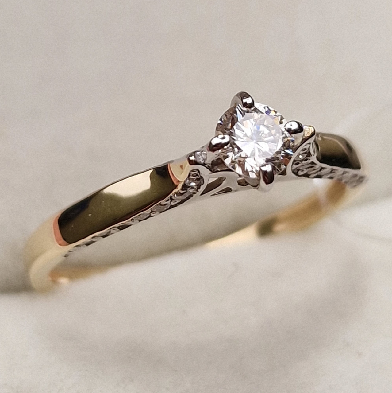 Золотое кольцо с бриллиантами 0.38Сt VS2/I, VG - Cut