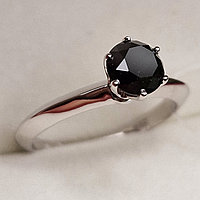 Золотое кольцо с бриллиантами 1.02Сt  Черный Бриллиант, фото 1