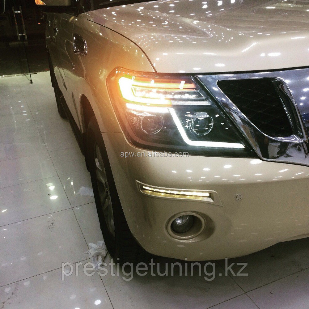 Передние фары на Nissan Patrol Y62 2010-19 дизайн Q5 - фото 10 - id-p7671220