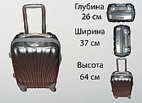 Пластиковый чемодан на 4 колесах, М, серый
