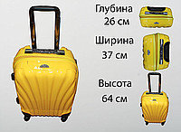 Пластиковый чемодан на 4 колесах, М, желтый