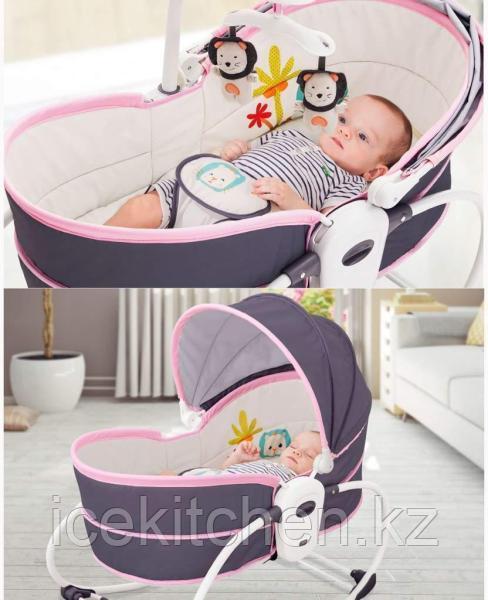 Шезлонг Yayaya 5 в 1 Rocker Bassinet розовый - фото 2 - id-p98827461