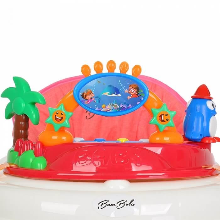 BAMBOLA Ходунки ОАЗИС (7 силик.колес,игрушки,муз) 6 шт в кор.(64*56*52) RED Красный