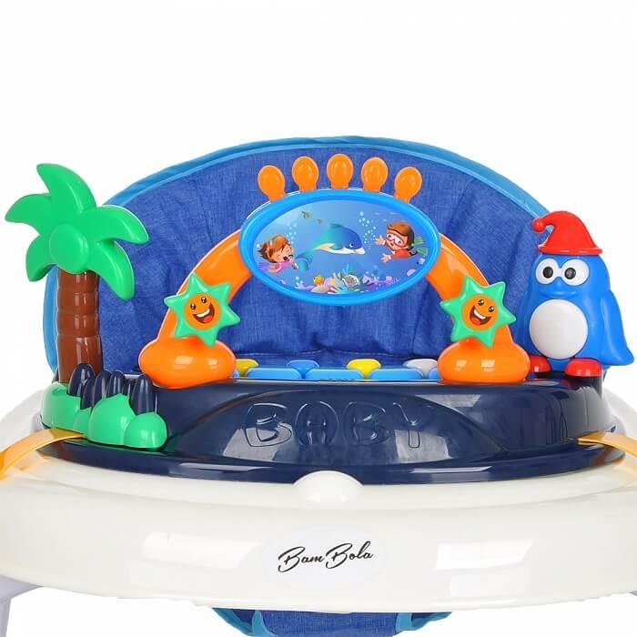 BAMBOLA Ходунки ОАЗИС (7 силик.колес,игрушки,муз) 6 шт в кор.(64*56*52) DEEP BLUE Синий