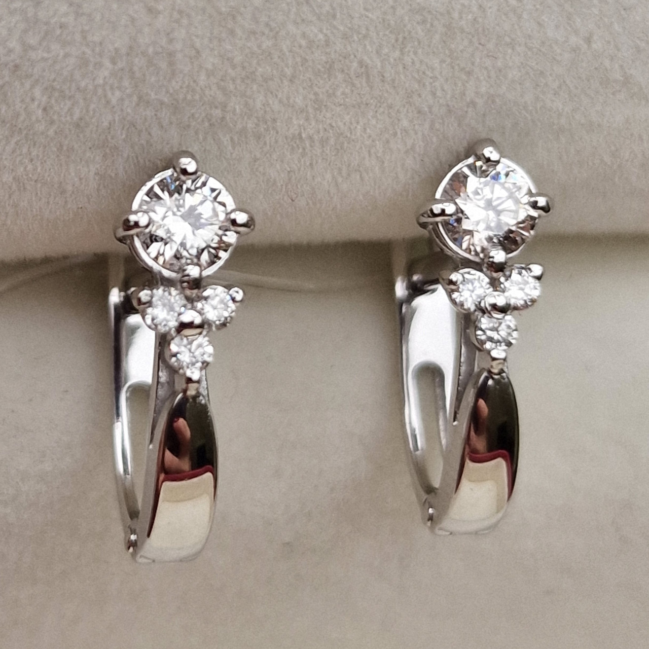 Золотые серьги с бриллиантами 0.43Ct SI1/J, VG-Cut