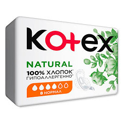 Женские гигиенические прокладки Kotex Natural нормал 8 шт