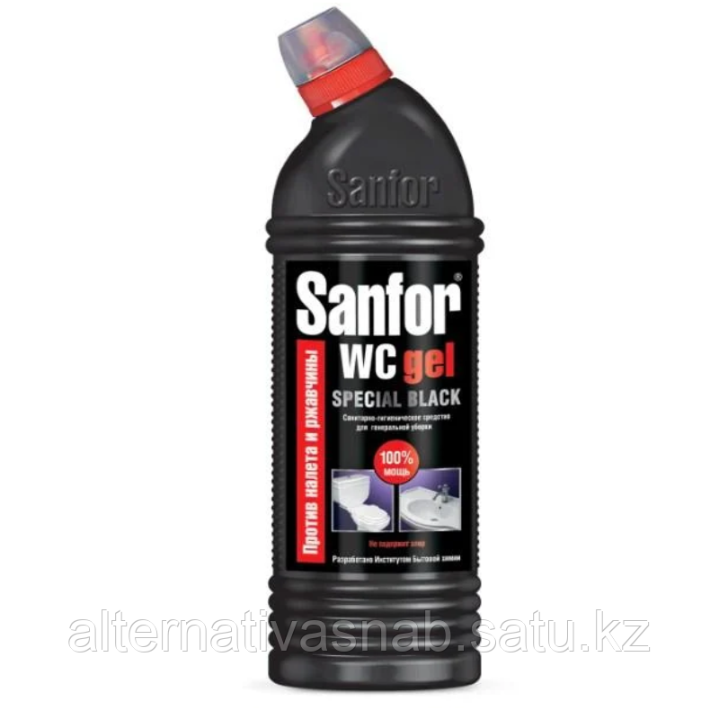 Чистящее средство Sanfor wc gel special black, 750мл. Средство для ухода за туалетом и ванной комнатой. - фото 1 - id-p98852470