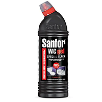 Чистящее средство Sanfor wc gel special black, 1л. Средство для ухода за туалетом и ванной комнатой.