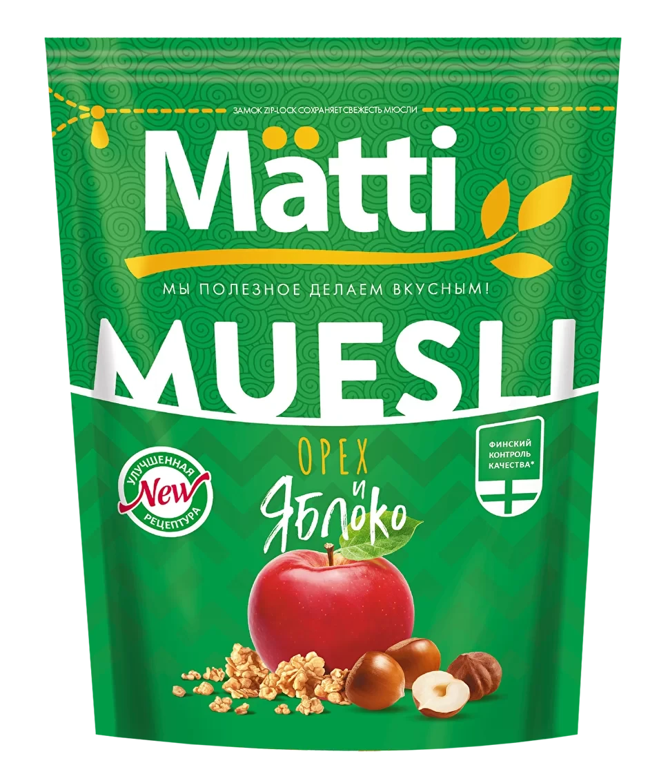 Мюсли с орехом и яблоком Matti 250 г