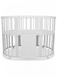 Кроватка трансформер TOMIX LUCKY LUX белый с маятником