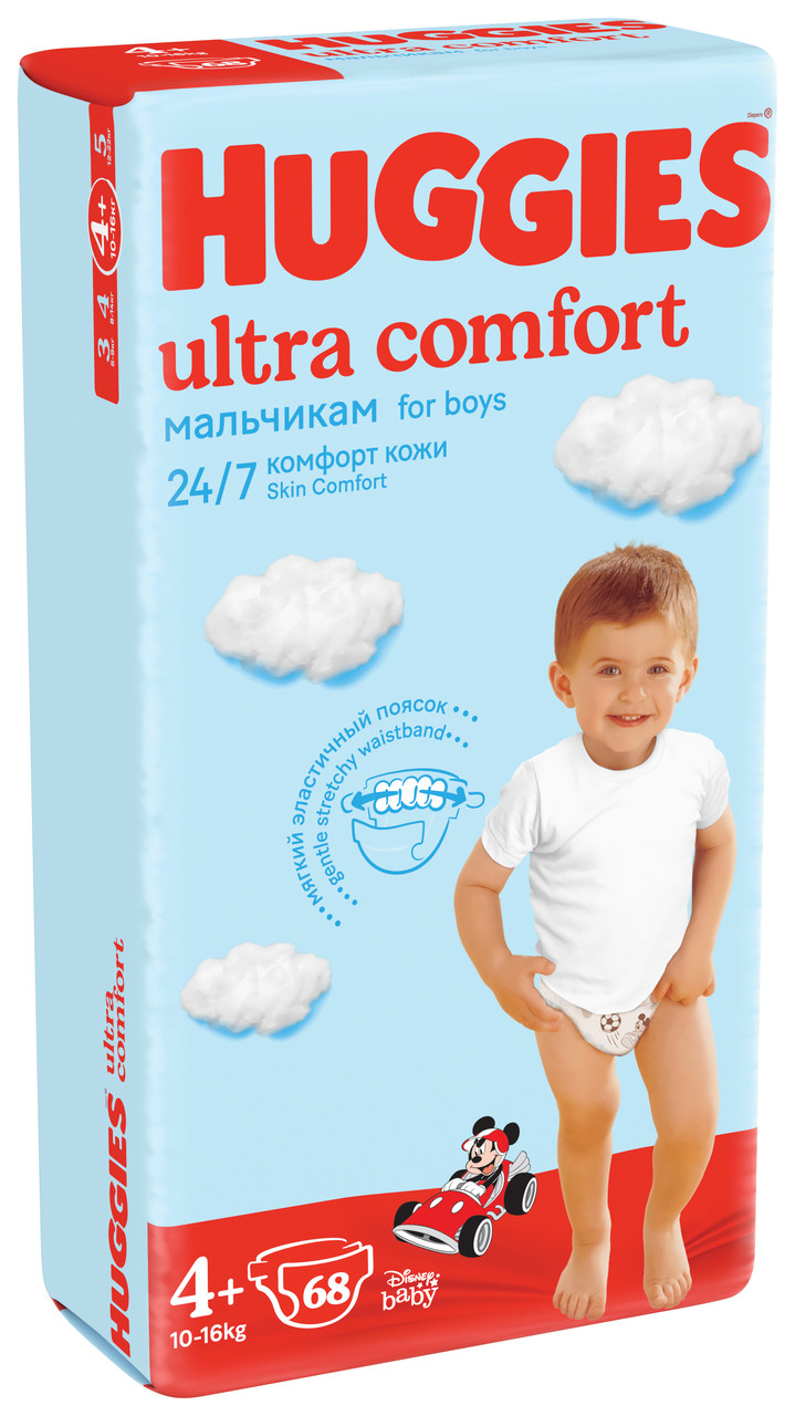 Подгузники Huggies Ultra Comfort Размер 4+ Упаковка GIGA для мальчиков 68шт