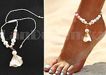 Браслет на ногу с жемчугом и бусинами Fashion Jewelry белый