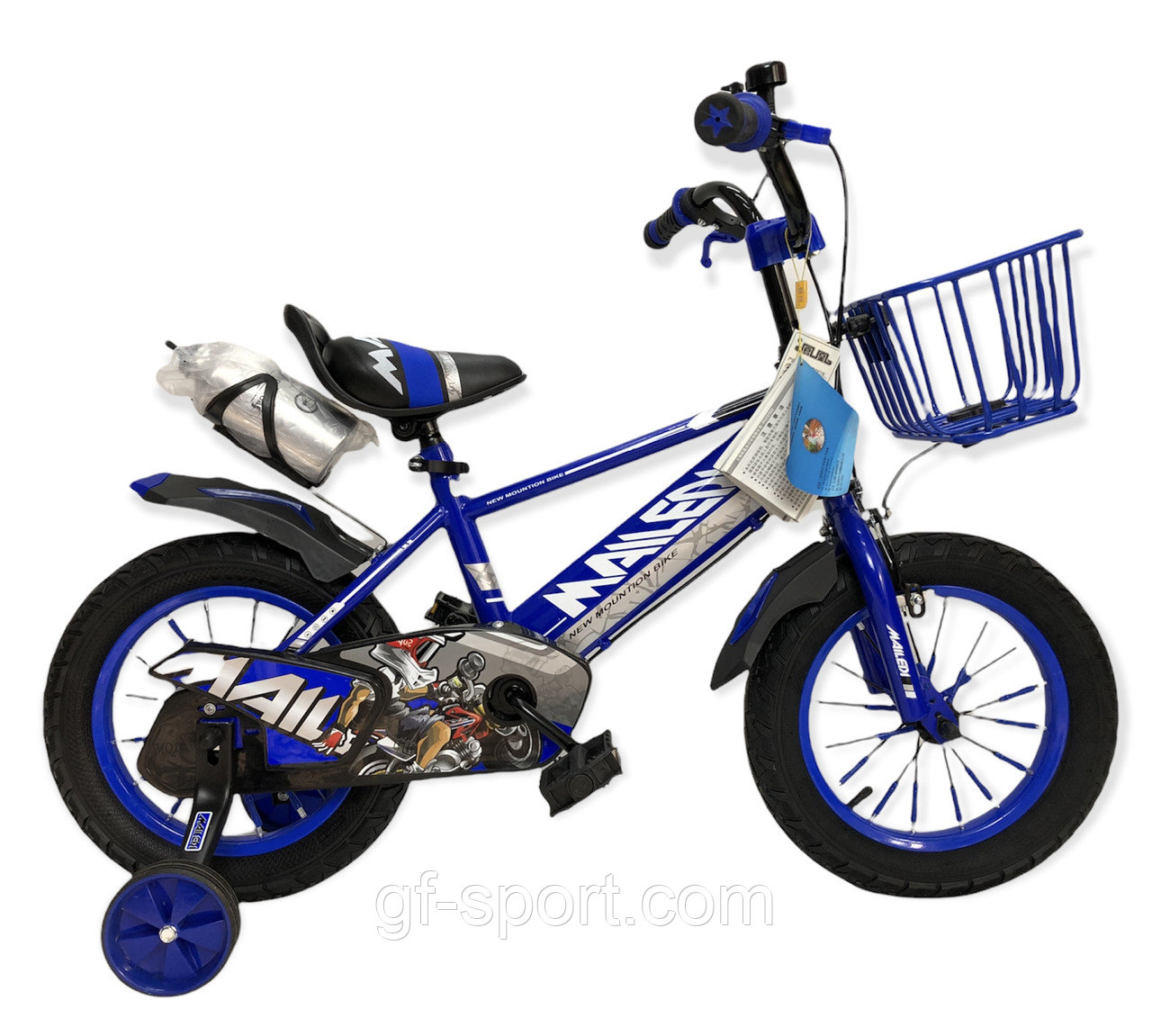 Велосипед Mailedi синий оригинал детский с холостым ходом 14 размер (507-14)