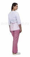 Комплект медицинской одежды женский "Ольга" (блуза и брюки) белый + розовый
