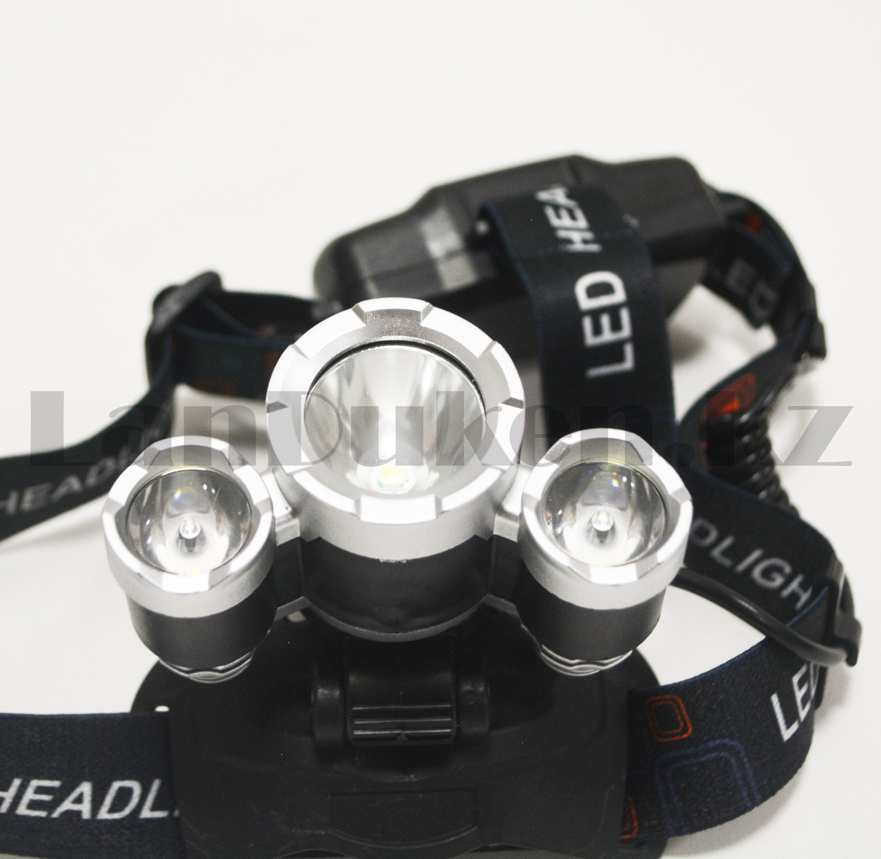 Светодиодный налобный фонарь аккумуляторный 3 LED 3 режима 300 черный - фото 5 - id-p98894361