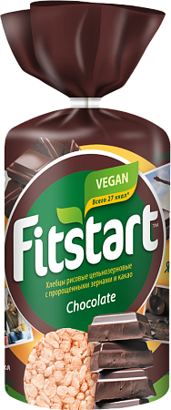 Хлебцы "Fitstart" рисовые цельнозерновые с пророщенными зернами «Chocolate» 100 г, фото 1