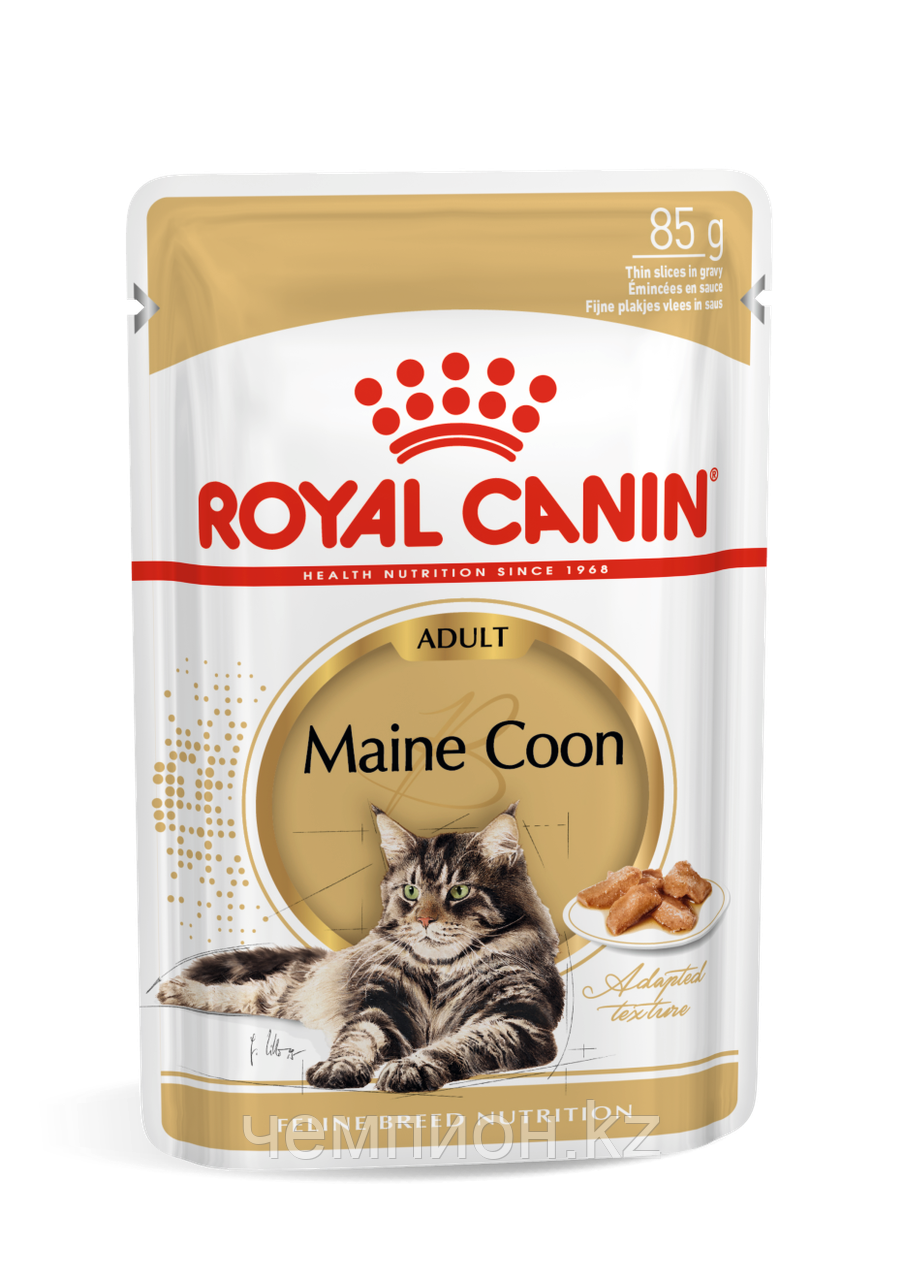 ROYAL CANIN Maine Coon Adult pouch, влажный корм для кошек породы Мейн Кун старше 15 месяцев, уп.12*85гр. - фото 1 - id-p97875224