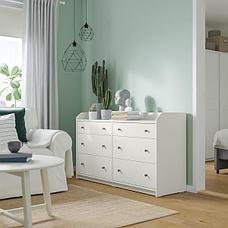 Комод с 6 ящиками ХАУГА белый138x84 см ИКЕА IKEA, фото 2