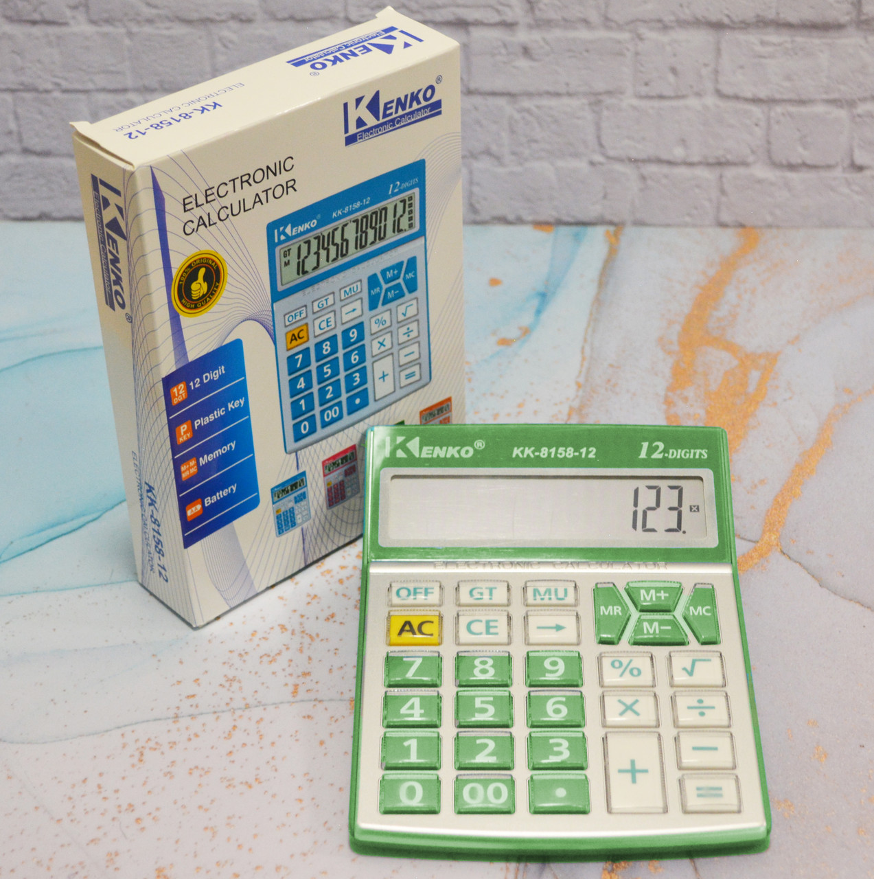 Калькулятор настольный 12-разрядный Kenko KK-8158-12 зеленый - фото 4 - id-p98920996