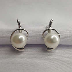 Серебряные серьги с жемчугом культ. Красная Пресня 33310474Д