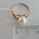 Серебряное кольцо с жемчугом имитированным Красная пресня 23613069 позолота, фото 3