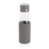 Стеклянная бутылка для воды Ukiyo с силиконовым держателем, 600 мл, серый; , , ширина 5,5 см., высота 23,5